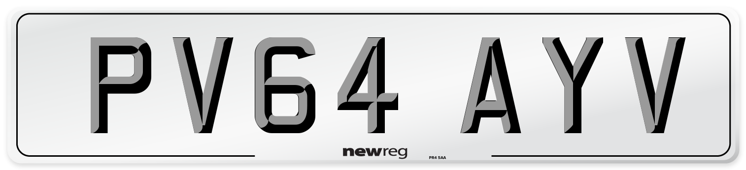 PV64 AYV Number Plate from New Reg